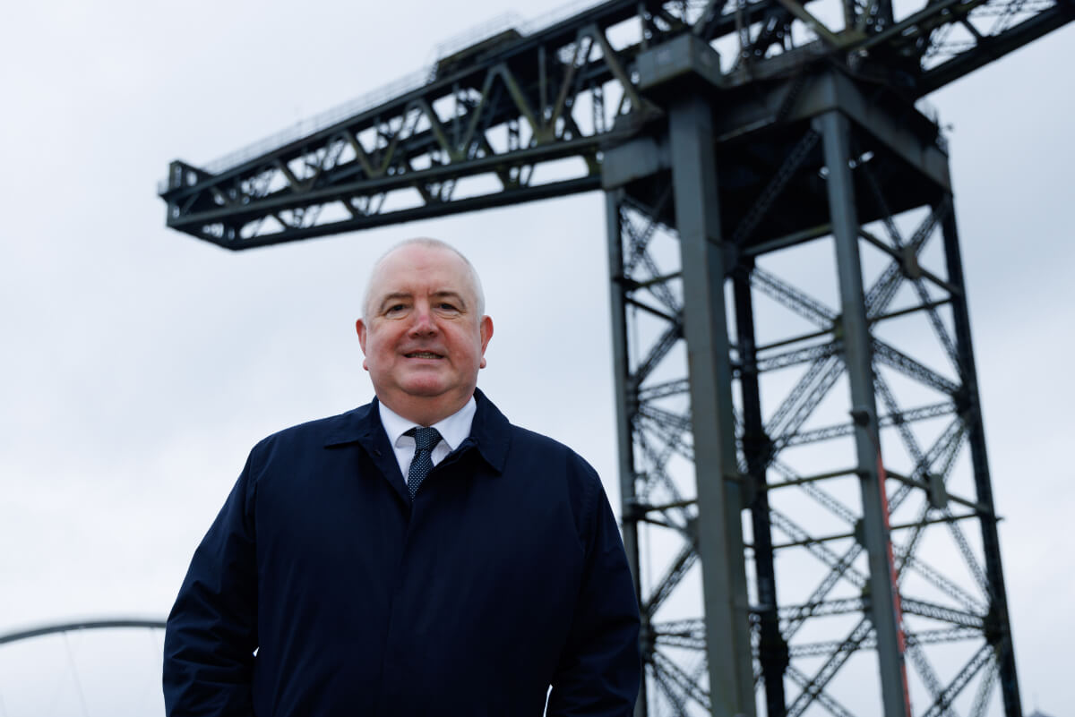 a person stood in front a the finniston crane